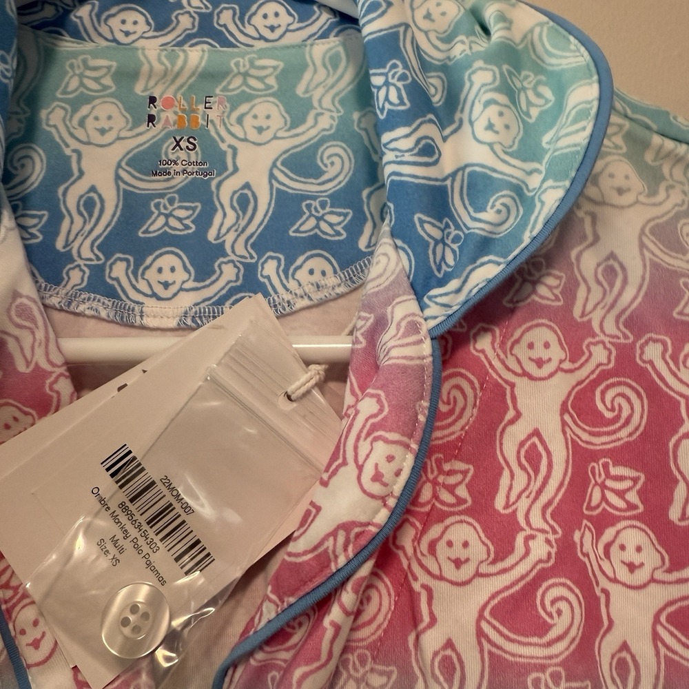 Roller Rabbit NWT Ombre Monkey Polo Pajama Shorts Set Size XS - Picture 6 of 12